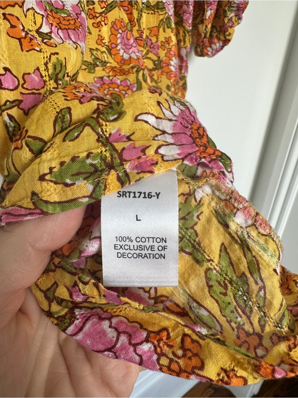 THML Floral Puff Sleeve Blouse in Yellow and Pink - Picture 9 of 10